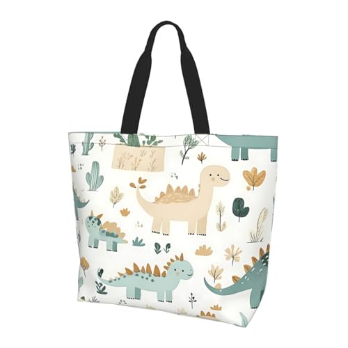 Dinosaurier Tier Tote Bag Damen Schulterhandtaschen Wald Kaktus Einkaufstaschen Wasserabweisend Große Handtasche mit Innentasche für Arbeit Reise Schule von Generisch