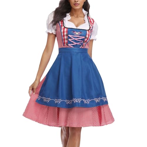 Dirndelkleider Damen Mit Bluse Lang - Dirndl Inkl. Dirndlschürze Besondere Anlässe Midi Dirndlschürzen Trachtenmode Exklusives Designer Dirndlbluse Dirndlkleid Oktoberfest Outfit Spitzenschürze Grau von Generisch