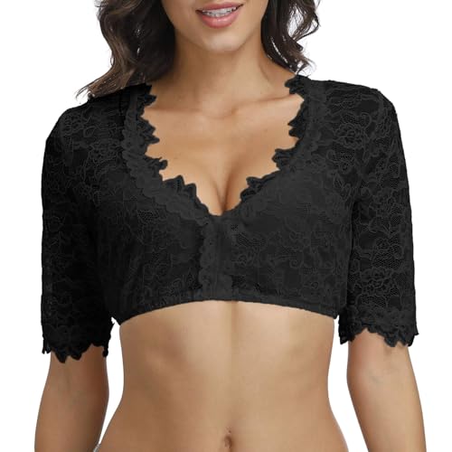 Dirndl Bluse Damen, Dirndlbluse Spitze Trachtenbluse Kurzarm Weiß Bluse Oktoberfest V-Ausschnitt Tracht Bluse Schwarz Elegante Halbarm Bluse Oktoberfest Kostüm Dirndlblusen Spitzenbluse (04 Black, XL) Dirndl Bluse Damen, Dirndlbluse Spitze Trachtenbluse Kurzarm Weiß Bluse Oktoberfest V-Ausschnitt Tracht Bluse Schwarz Elegante Halbarm Bluse Oktoberfest Kostüm Dirndlblusen Spitzenbluse (04 Black, XL) von Generisch
