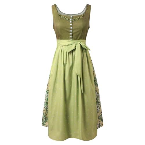 Dirndl Damen Midi Trachtenkleid Lang Trachtenrock Trachtenmode mit Dirndlschürze Dirndlkleid 2 Teilig Für Oktoberfest Grosse Grössen Kleid Cosplay Outfit Spitze Dirndlkleid Quadratischer Ausschnitt von Generisch