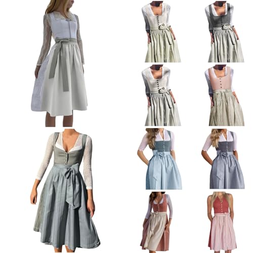 Dirndl Damen Retro Dirndelkleider Midi Trachtenkleid Trachtenmode Dirndlkomplettsets Oktoberfest Outfit Festlich Dirndlbluse Grosse GröSsen DirndlschüRze Maxikleider von Generisch