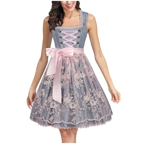 Dirndl Damen Trachtenkleid Midi Schürze Trachtenmode Oktoberfest Dirndlkleid Dirndl Retro Dirndelkleider Midi Trachtenkleid Trachtenmode Dirndlkomplettsets Oktoberfest Outfit Festlich Dirndlbluse von Generisch