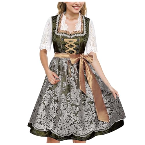 Dirndl Damen Trachtenkleid Midi Schürze Trachtenmode Oktoberfest Dirndlkleid Dirndl Retro Dirndelkleider Midi Trachtenkleid Trachtenmode Dirndlkomplettsets Oktoberfest Outfit Festlich Dirndlbluse von Generisch