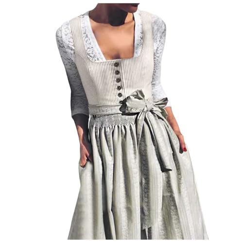 Dirndl Damen midi Lang Dirndl Trachtenkleid Trachtenrock Dirndl-Komplettsets Trachtenmode Trachten 3 Teilig Dirndl Schürze Dirndlbluse Oktoberfest Dresses Dirndlkleid Oktoberfest Trachtenkleid von Generisch