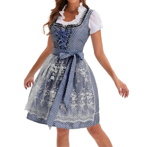Dirndl Damen midi Lang Dirndls Trachtenkleid Trachtenrock DirndlKomplettsets Trachtenmode Trachten Damens mit 3 Teilig Dirndls Schürze Dirndlbluse Dirndl Rock Oktoberfest Outfit von Generisch