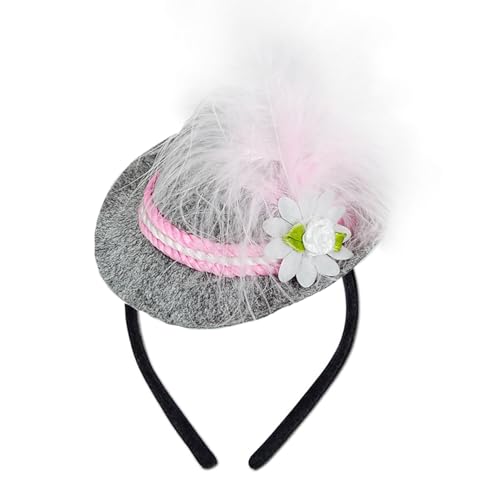 Dirndl Haarreif, Dirndl Haarreif Damen, Trachtenhut Mittelalter Haarschmuck Kopfschmuck Festival Tiroler Hut Seppelhut Vintage Trachtenhüte Für Oktoberfest Accessoires Rosa One Size von Generisch