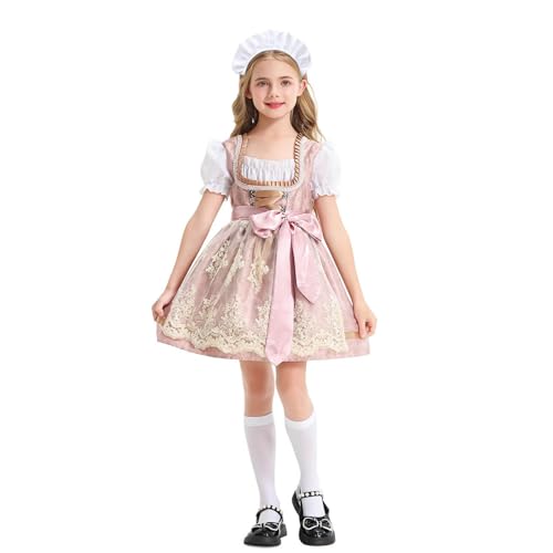 Dirndl Kinder Midi Trachtenkleid Kinderdirndl für Oktoberfest Besondere Anlässe für Mädchen Bayerisches Bierfest Trachten Dirndlkleid von Generisch