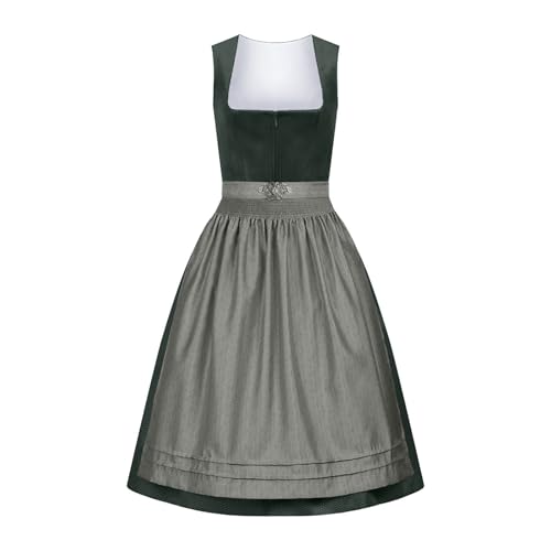 Dirndl Kleid Damen Trachtenkleid mit Schürze Grosse Grössen Midi Dirndlkleid Traditionelles Oktoberfest Trachtenkleid Bierfest Karneval Verkleidung Trachten Kleid für Oktoberfest Dirndl (01 Green, L) von Generisch