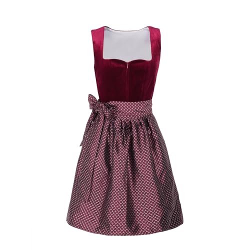 Dirndl Kleid Damen Trachtenkleid mit Schürze Grosse Grössen Midi Dirndlkleid Traditionelles Oktoberfest Trachtenkleid Bierfest Karneval Verkleidung Trachten Kleid für Oktoberfest Dirndl (02 Red, L) von Generisch