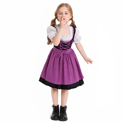 Dirndl MäDchen Dirndl Kinder Mit SchüRze Dirndlkleid Midi Trachtenkleid Kinderdirndl FüR Oktoberfest Besondere AnläSse FüR MäDchen Rosa Bayerisches Bierfest Im Alter Von 105-160 cm von Generisch