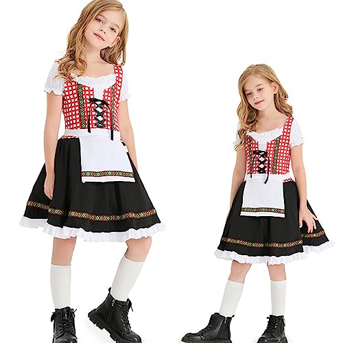 Dirndl MäDchen Dirndl Kinder Mit SchüRze Dirndlkleid Midi Trachtenkleid Kinderdirndl FüR Oktoberfest Besondere AnläSse FüR MäDchen Rosa Bayerisches Bierfest Im Alter Von 105-160 cm von Generisch