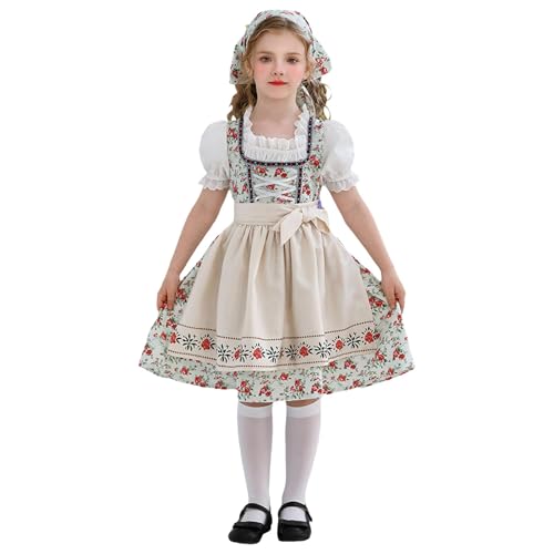 Dirndl Mädchen Oktoberfest-Dirndl-Kleid Kinder Trachtenbluse Schürze Bayerisches Tracht Deutsche Trachtenkleid Trachtenset Trachtenkostüm Kostüm Set Dirn dl Kleid Trachtenbluse Schürze Bayerisches von Generisch
