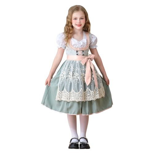 Dirndl Mädchen Oktoberfest-Dirndl-Kleid Kinder Trachtenbluse Schürze Bayerisches Tracht Deutsche Trachtenkleid Trachtenset Trachtenkostüm Kostüm Set Dirn dl Kleid Trachtenbluse Schürze Bayerisches von Generisch