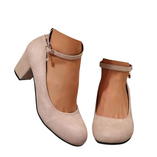 Dirndl Schuhe Damen Trachten Pumps - Trachtenschuhe mit Absatz Chunky Tanzschuhe Brautschuhe Blockabsatz Ballerinas Elegant Schuhe Zum Dirndl Absatzschuhe Spangenpumps von Generisch