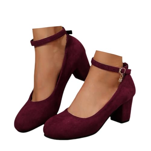 Dirndl Schuhe Damen Trachten Pumps - Trachtenschuhe mit Absatz Chunky Tanzschuhe Brautschuhe Blockabsatz Ballerinas Elegant Schuhe Zum Dirndl Absatzschuhe Spangenpumps von Generisch