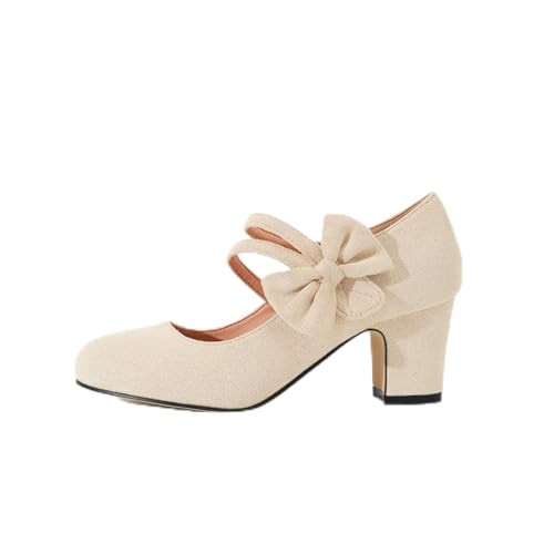 Dirndl Schuhe Damen Trachten Pumps Trachtenschuhe mit Absatz Chunky Tanzschuhe Brautschuhe Blockabsatz Ballerinas Elegant Schuhe Zum Dirndl Absatzschuhe Spangenpumps von Generisch