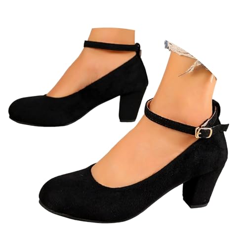 Dirndl Schuhe Damen Trachten Pumps - Trachtenschuhe mit Absatz Chunky Tanzschuhe Brautschuhe Blockabsatz Ballerinas Elegant Schuhe Zum Dirndl Absatzschuhe Spangenpumps von Generisch