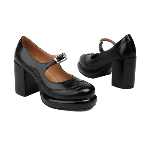 Dirndl Schuhe Damen Trachtenschuhe - Riemchenpumps Spangenpumps mit Kreuz Knöchelriemen Blockabsatz Geschlossener Pumps - Perfekt für Bayrische Tracht Oktoberfest von Generisch