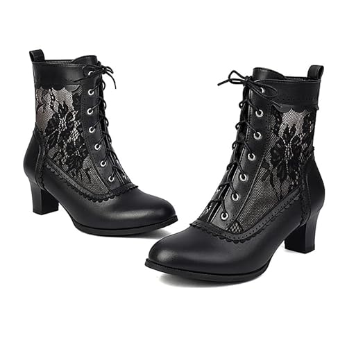 Dirndl Schuhe Damen Trachtenschuhe - Riemchenpumps Spangenpumps mit Kreuz Knöchelriemen Blockabsatz Geschlossener Pumps - Perfekt für Bayrische Tracht Oktoberfest von Generisch