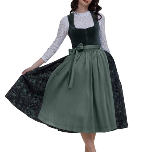 Dirndl Weste, Dirndl Damen Retro Dirndelkleider Midi Trachtenkleid Trachtenmode Dirndlkomplettsets Oktoberfest Outfit Festlich Dirndlbluse Grosse GröSsen DirndlschüRze Retro dirndlkleid milkmaid dress von Generisch