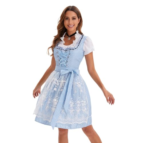 Dirndl mit Damen Trachtenkleid Trachtenkleider Modern Oktoberfest Bluse Schürze Dirndlkleid Elegant Kurz Kleid Trachten Mädchen Cosplay Röcke DirndlbluseS - 3XL von Generisch