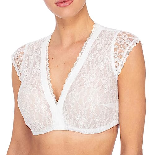 Dirndlbluse Damen Trachtenbluse Spitze Trachten Dirndl Bluse Kurzarm Oktoberfest Dirndlblusen Halbarm Tracht Blusen Weiß Schwarz V Ausschnitt Stehende Elegante Oktoberfest Kostüm (ZZZZB-White, S) von Generisch