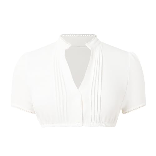 Dirndlbluse Weiß Dirndl Bluse Damen Weiß - Dirndlbluse Flügelärmel DirndlBlusen V Ausschnitt Trachtenbluse für Bayrische Tracht Oktoberfest von Generisch