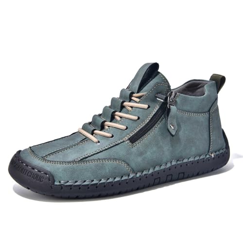 Dktoberfest Freizeitschuhe für Herren mit seitlichem Reißverschluss Schnürung für den Alltag. für ganzjährigen Komfort. Vielseitig für Jeans Freizeithosen. (Dark Green, 41) von Generisch