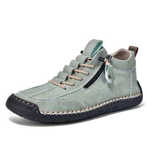 Dktoberfest Freizeitschuhe für Herren mit seitlichem Reißverschluss Schnürung für den Alltag. für ganzjährigen Komfort. Vielseitig für Jeans Freizeithosen. (Light Green, 38) von Generisch