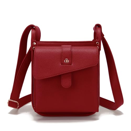 Dollver Crossbody Purse, Purses Handbag with Built in Wallet, Unique Design Crossbody Leather Bag (Red) von Generisch