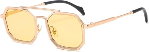 Doppelbrücken für Damen, Metallrahmen, Spiegelschattierungen, UV400, Punk-Sonnenbrille für Herren, 2026 von Generisch