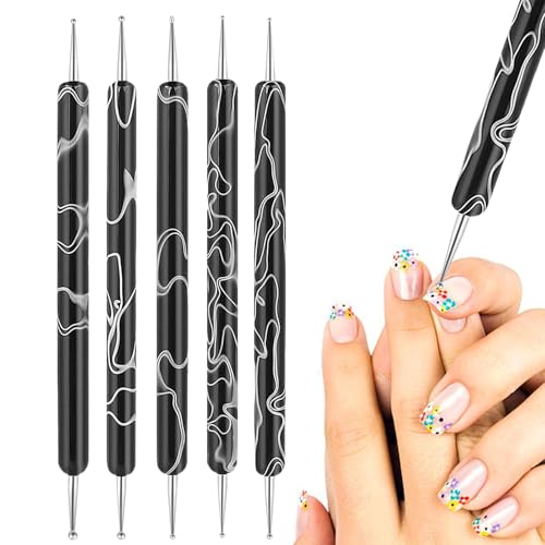 Doppelendige Pinsel, Pinsel für - 5 Stück Malpinsel, multifunktionale doppelseitige Nagelpinsel, Miniatur-Malpinsel, pe von Generisch