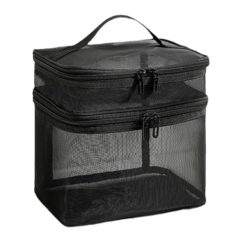 Doppellagige Tasche Aus Mesh – Mesh-Make-up-Taschen | Mesh-Kulturbeutel | Mesh-Duschtasche | Dusch-Caddy-Netztasche | Wiederverwendbare Reise-Kulturtasche, Damen-Kosmetiktasche, Make-up-Aufbewahrungs- von Generisch