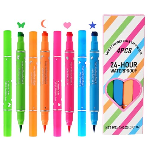 Doppelte flüssige Augenauskleidung, Flüssigaugenauskleidung doppelköpfig - Liquid Eye Liner Stempel - Tragbare Kosmetik für Dameninnen, Set von 4 Make-up-Werkzeugen langlebig von Generisch