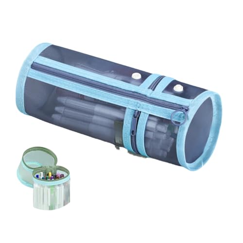 Doppelzweck-Federmäppchen, Netz-Stifthalter, Stand-up, große Kapazität, transparente Schreibwarentasche, himmelblau, modisch von Generisch