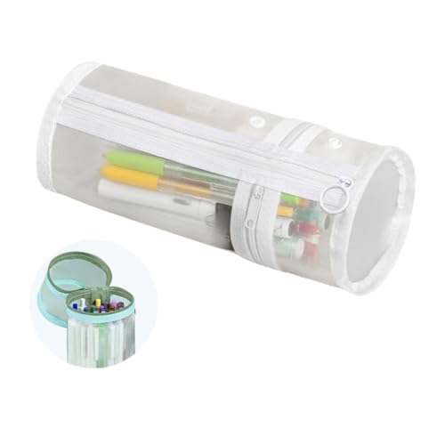 Doppelzweck-Federmäppchen, Netz-Stifthalter, Stand-up, große Kapazität, transparente Schreibwarentasche, weiß, modisch von Generisch