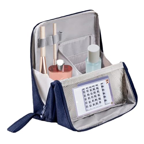 Doresty -Make -up -Tasche | 23x22cm Stand Up Cosmatic Beutel | Tragbarer Canvas -Organizer Mit Mehreren Fächern Vertikale Reise -Make -ups -Taschen Für Kosmetik Und Schreibwaren Für Frauen, Mädchen, M von Generisch