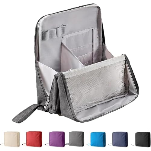 Doresty Makeup Bag, Multi-Purpose Large Capacity Oxford Cloth Standing Makeup Bag, Waterproof Vertical Office Desktop Storage Bags, Portable Toiletry Bags for Women and Men-Large Capacity (Grey) von Generisch