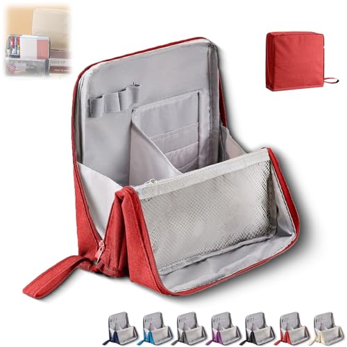 Doresty Makeup Bag, Standing Makeup Bag, Multi-Purpose Large Capacity Cosmetic Organizer, Portable Traveler Make-up Bags, with Compartments Travel Home Women Use (Red) von Generisch