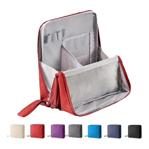 Doresty Makeup Bag, Standing Makeup Bag – Portable, Large Capacity, Travel Waterproof Organizer with Compartments for Women and Men(Red) von Generisch