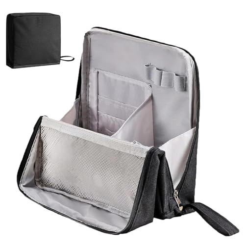 Doresty Standing Up Makeup Bag, Portable, Large Capacity, Multi-Purpose Oxford Cloth Makeup Organizer, Waterproof Toiletry Bag with Compartments (Black) von Generisch