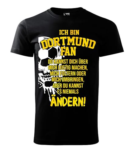 Dortmund Fussball Stadt Fan Shirt (DE/NL/SE/PL, Alphanumerisch, L, Regular, Regular, Baumwolle) von Generisch