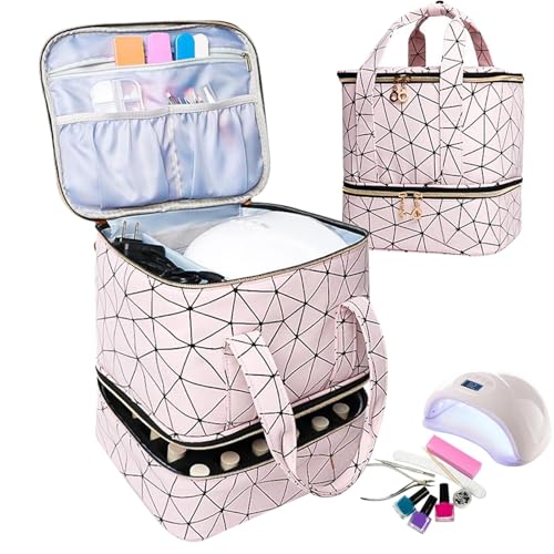 Double Layer Nail Polish Organizer - 30 Bottle Capacity Holder, Carrying Case | Nail Tech Storage Box, Manicure Tool Organizer, Compact and Convenient Design to Keep Nail Products Tidy During Travel von Generisch