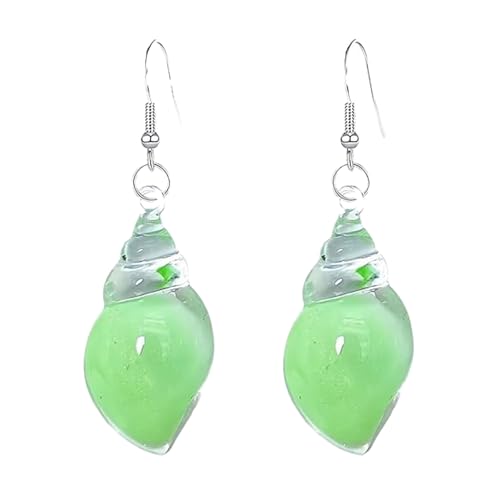 Dreamy Glow Seashell Earrings, Glow-In-The-Dark Seashell Earrings, Bohemian Hawaii Seashells Earring, Vintage Conch Shell Earring (Green) von Generisch
