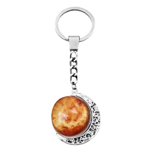Drehbarer leuchtender Planeten-Schlüsselanhänger, leuchtet im Dunkeln, Glaskugel-Anhänger, für Paare, Handtaschen oder Auto-Schlüsselanhänger, symbolisiert Liebe, Reichtum und Erfolg, Venus, One size von Generisch