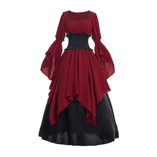 Dress Medieval Lolita Halloween Kostüm Damen Teufel Lang Halloween Gothic Plus Size Fee Elfe Cosplay Gothic Viktorianisches Kostüm Damen S von Generisch