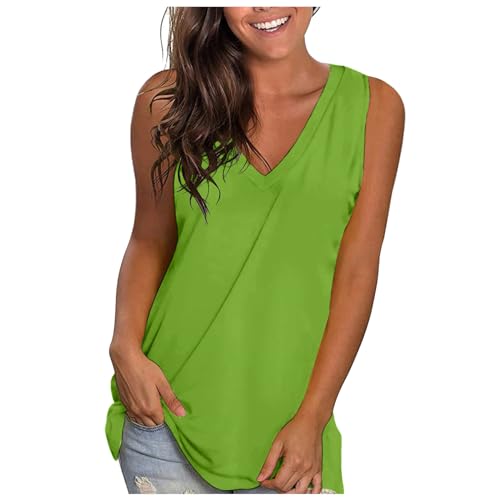 Dressy Work Tank Tops für Frauen 2025 Frühling geschwungener Saum fließend locker lässig ärmellos niedlich Hemden Camisole Business Loose Fit Basic Ausgehen Mode Tank Top V-Ausschnitt Y2K Sommer von Generisch