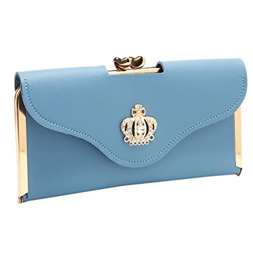 Dünne Geldbörse für Männer Clutch Tasche Handytasche Damen Lange Abendtasche Geldbörse S9 Plus Hülle Brieftasche für Frauen Keine Magnete, blau, 20cmx2.5cmx10cm von Generisch