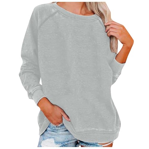 Dünne Pullover Damen : Fitness Oversized Sweatshirt Langärmelig Lässig Lose Pulli Rundhals-Ausschnitt Gestreifter Color Block Rundhals Pullover Y2k Casual Shirt Top Sweater Farbvarianten Sportlich von Generisch