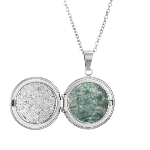 Dunkelblaue Leder-Medaillon-Halskette mit Hautstruktur, für Bild, Schmuck, Geburtstagsgeschenk von Generisch